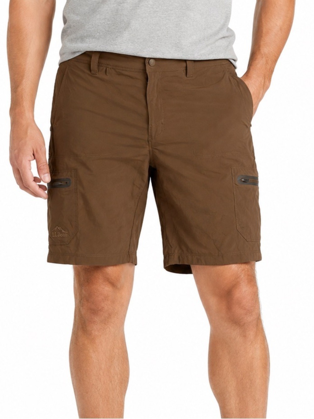 L.L. Bean Men’s Brown Lightweight Flat Front Cargo Shorts Pockets Size 3…